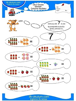 Çocuklar İçin toplam işlemi yaprak testleri 